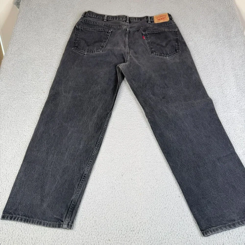 LEVI'S 550 Relaxed Jeans Mens 42x32 Black Light Wash Tapered Streetwear
